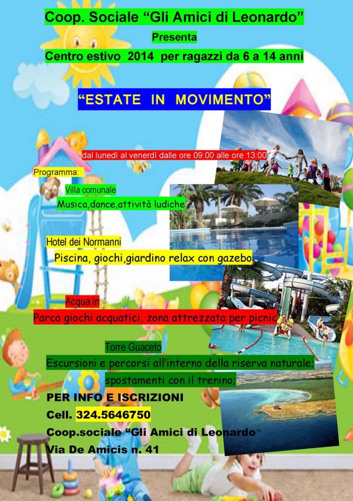 locandina centro estivo amici di leonardo